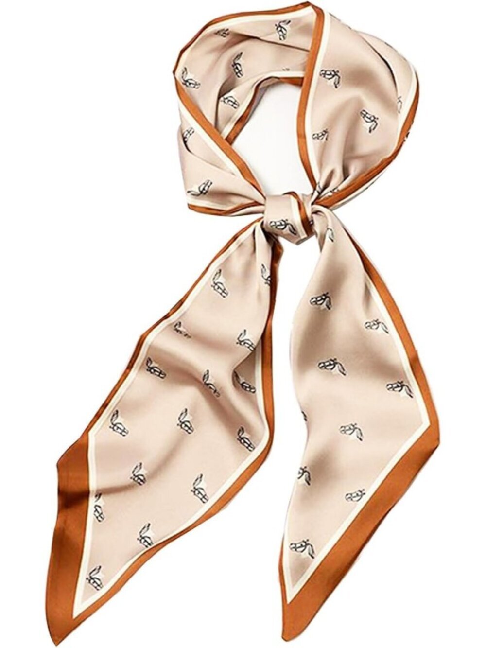 Women's Khaki White Horse  Elegant Oblique Angle Scarves Bag Scarfs
